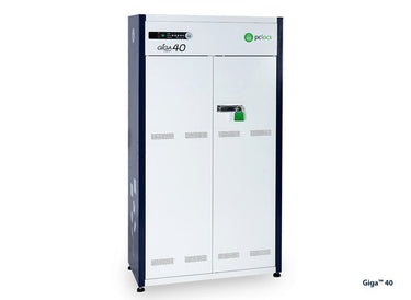 External view of Giga 40 Charging Cabinet displaying charging status lights